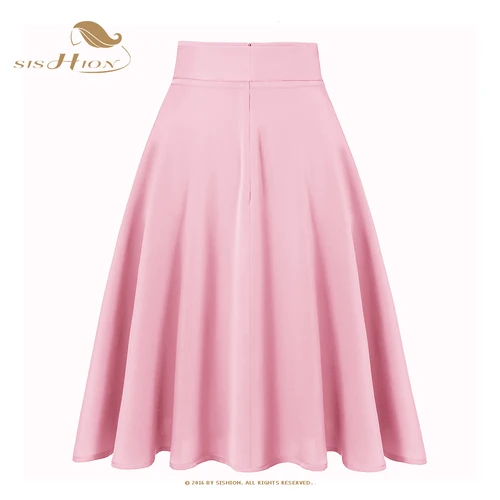 Imagen 2 del producto SISHION-faldas largas de gasa para mujer, faldas informales con bolsillos, de cintura alta, Color sólido, negro, rojo y rosa, SS0025