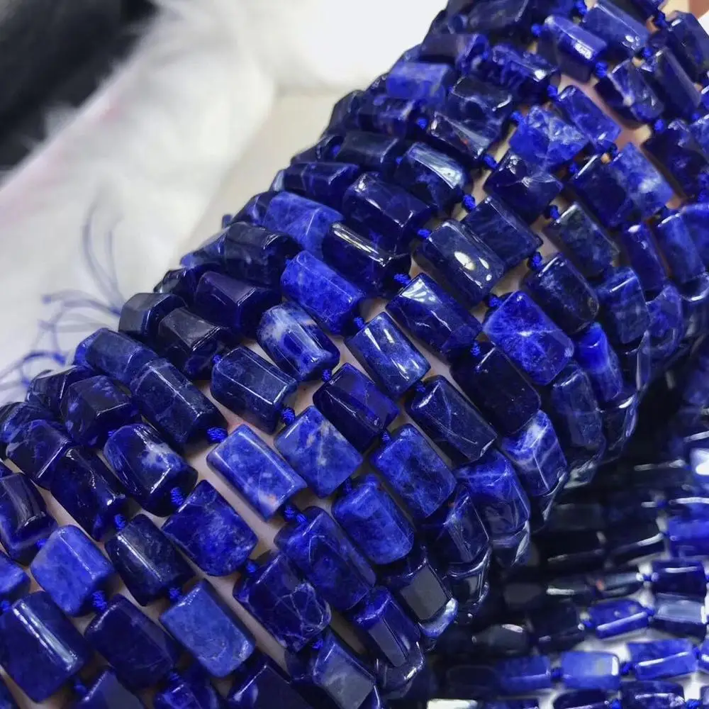 

SAPPHIRE BLUE PILLAR loose beads 7*10mm nature for making jewelry necklace 40CM FPPJ wholesale