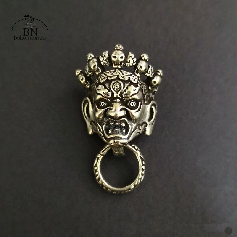 DIY Angry Buddha Skull Face Brass Screws Rivet Button Leather Bag Wallet Chains Garment Decorations Punk Retro Buckles Connector