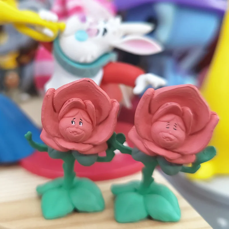 Disney Alice in Wonderland Roses with Faces Action Figure Toys Collection Room Cake Decoration 2 Different Styles Gift for Kids