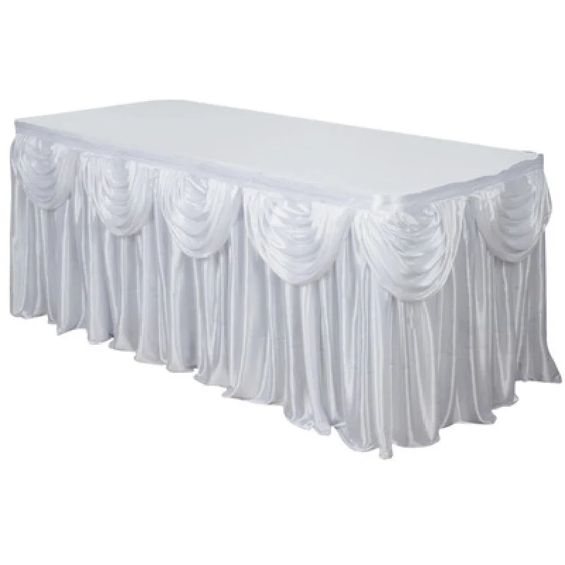 

Customized Table Skirt Table Cloth Wedding Props Supplies Table Cover Decoration Table Aprons White Beige