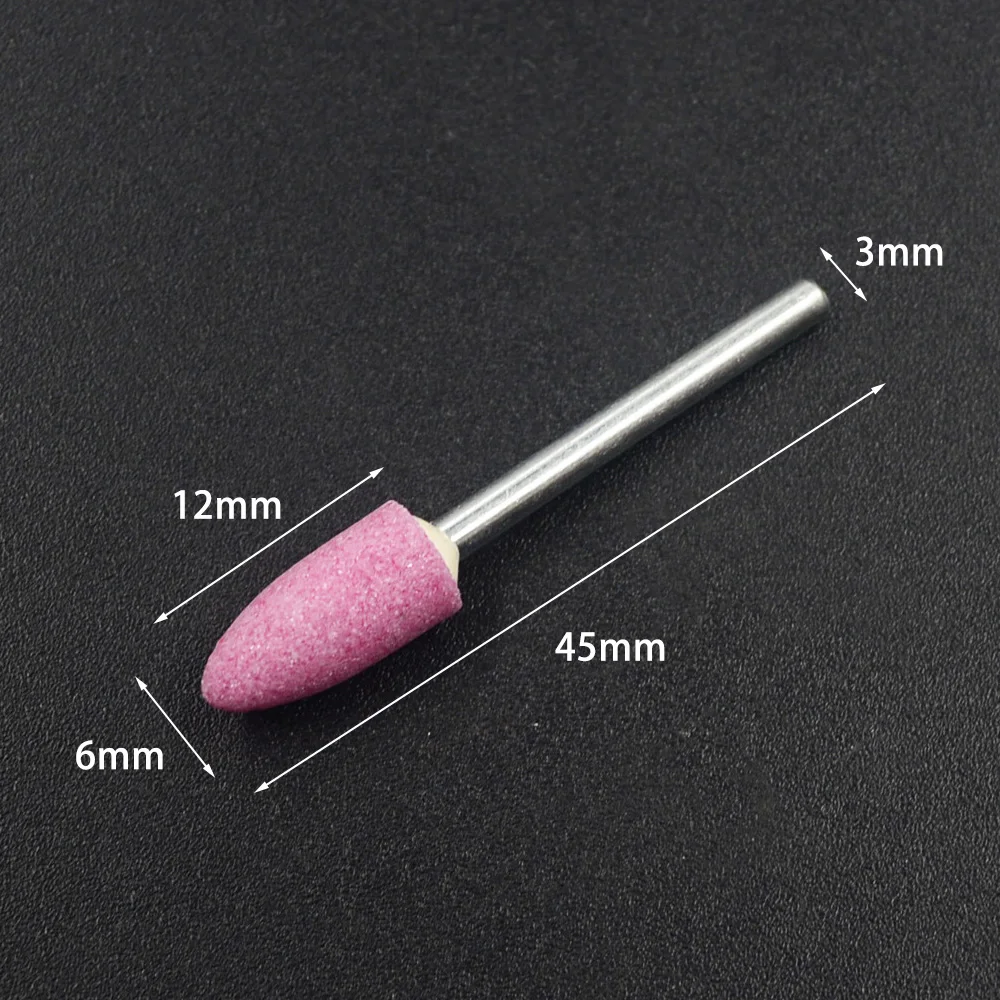 10 Stks/partij 3*6Mm Schurende Gemonteerd Steen Dremel Accessoires Slijpsteen Wiel Hoofd Voor Dremel Rotary Gereedschap Bullet-Vorm Roze