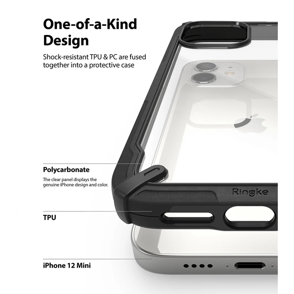 Ringke Fusion X for iPhone 12 Mini Case Heavy Duty Shock Absorption Transparent Hard PC Back Soft TPU Frame Cover