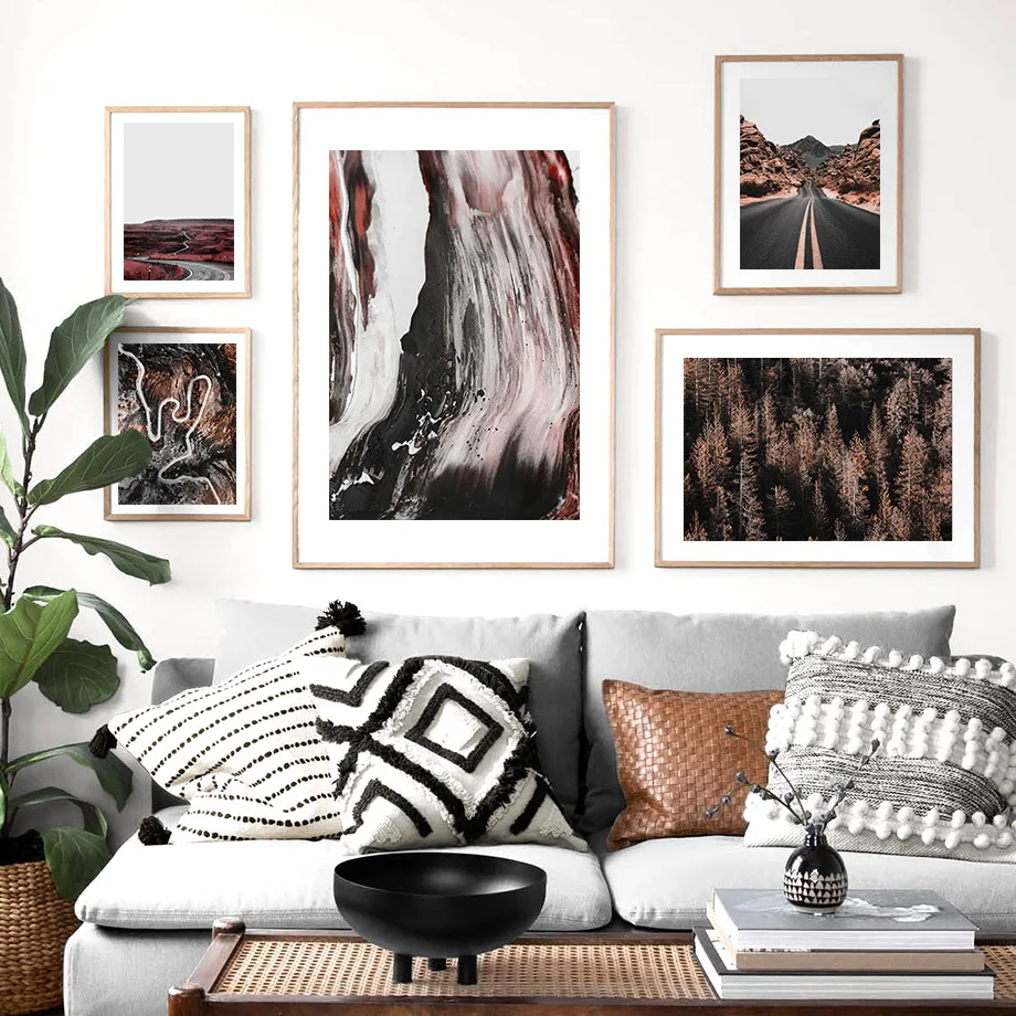 Forest Road Aerial View thicket Flower Wall Art Canvas Painting Nordic Posters And Prints Wall Pictures For Living Room Decor