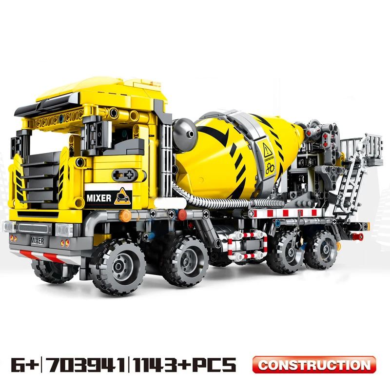 1143Pcs City Concrete Agitating Lorry Building Blocks Technical Construction Engineering Mixer Truck Bricks Toy For Children