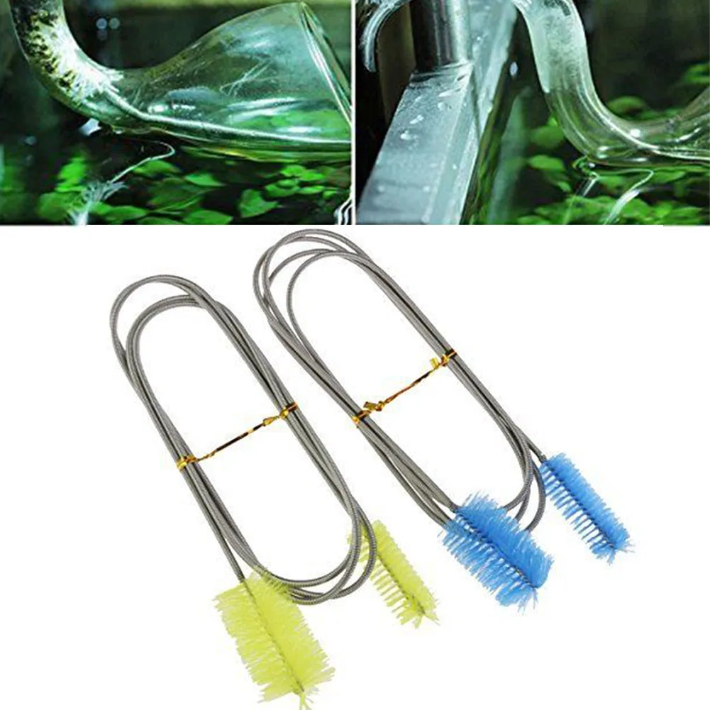 Stainless Steel Multifunctional Aquarium Fish Tank Air Tube Water  Pipe Filter Cleaning Brush 90/155/200cm