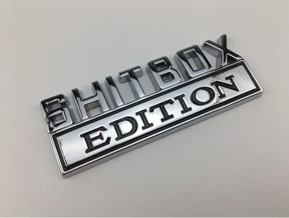 

New Silver Metal SHITBOX EDITION Emblem Auto Trunk Fender Badge Decals Stickers Car Accessories