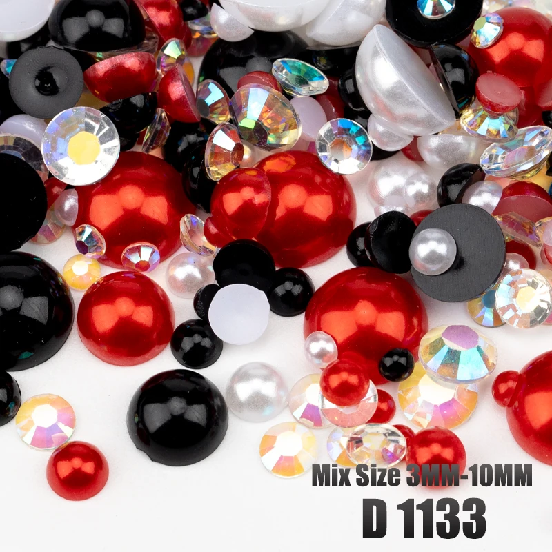 VDD 30/60/200g Gemischte Größen ABS Imitationsperlen Halbrunde Flachrückseitige Perlen AB-Farbe Harz-Strasssteine für Handwerk, Nagelkunst und DIY-Dekoration – Detail 29
