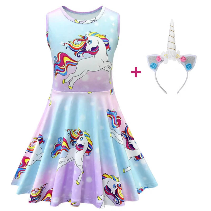 Unicorn Dress Girl Summer Princess Baby Party Frocks For Kids Vestidos Infantil Roupas Infantis Menina Toddler Haloween Costume