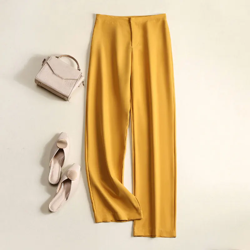 

2021 Spring Women Long Pants High Waist Zipper Suit Pants Women Casual Wide-leg Pants Solid Long Trousers Straight Pants Women