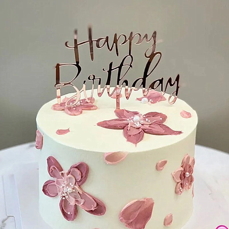 Gold Silber Alles Gute zum Geburtstag Kuchen Topper Acryl Klassische Geburtstag Cupcake Topper Dessert Dekoration für Baby Dusche Kuchen Liefert – Detail 2