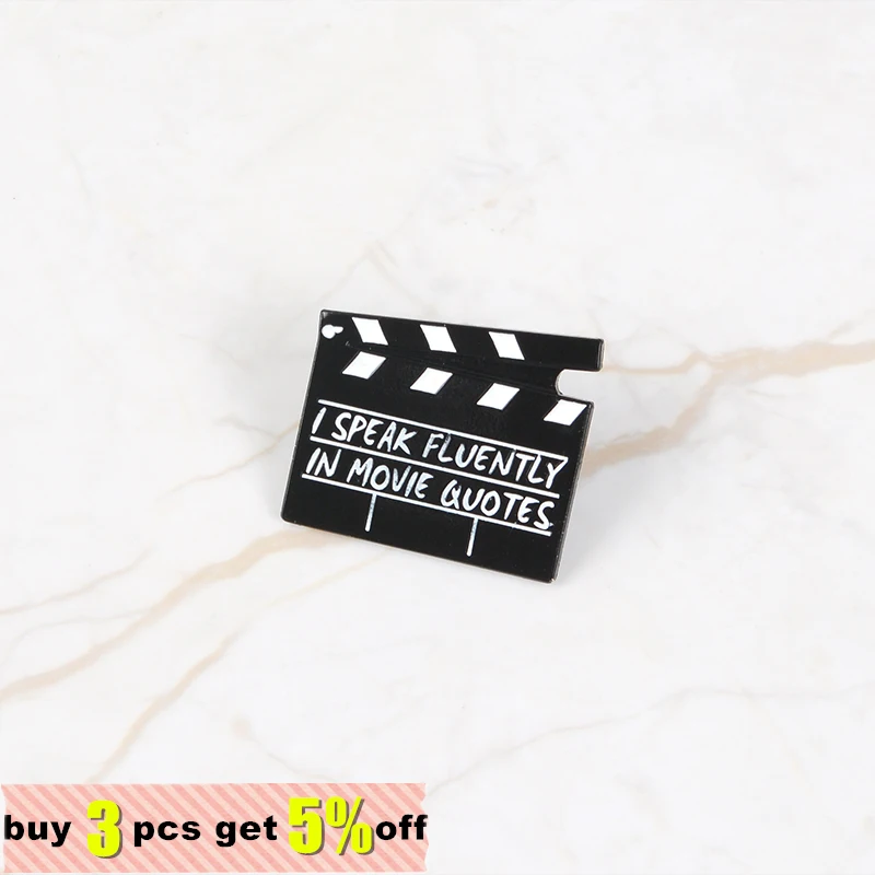 Clapperboard Enamel Pins Film Clapper Board Lapel Badge Movie Scene Board Brooches Badges Gift for Movie Lover Cinema Wholesale