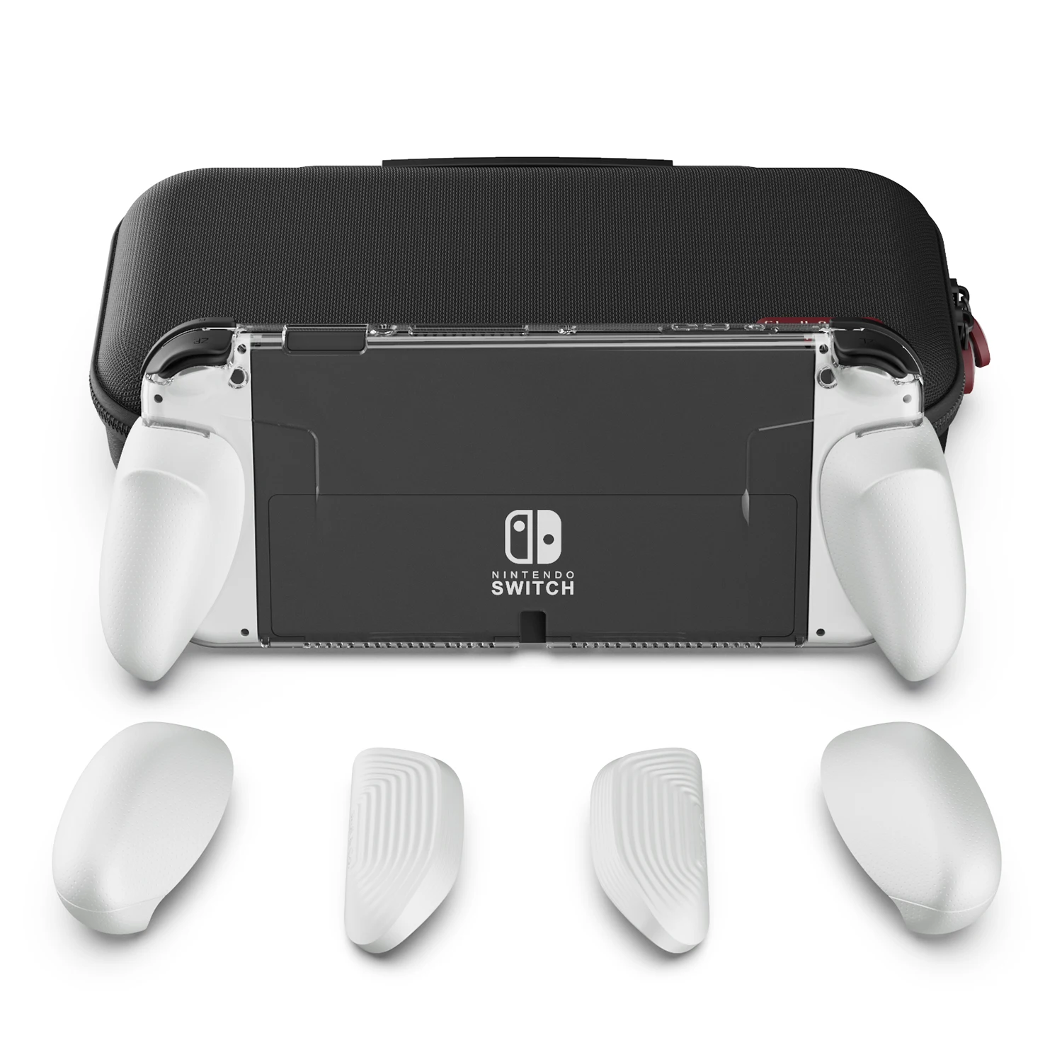 

Skull & Co. GripCase OLED Bundle Dockable Transparent Protective Cover MaxCarry Case Storage Bag for Nintendo Switch OLED