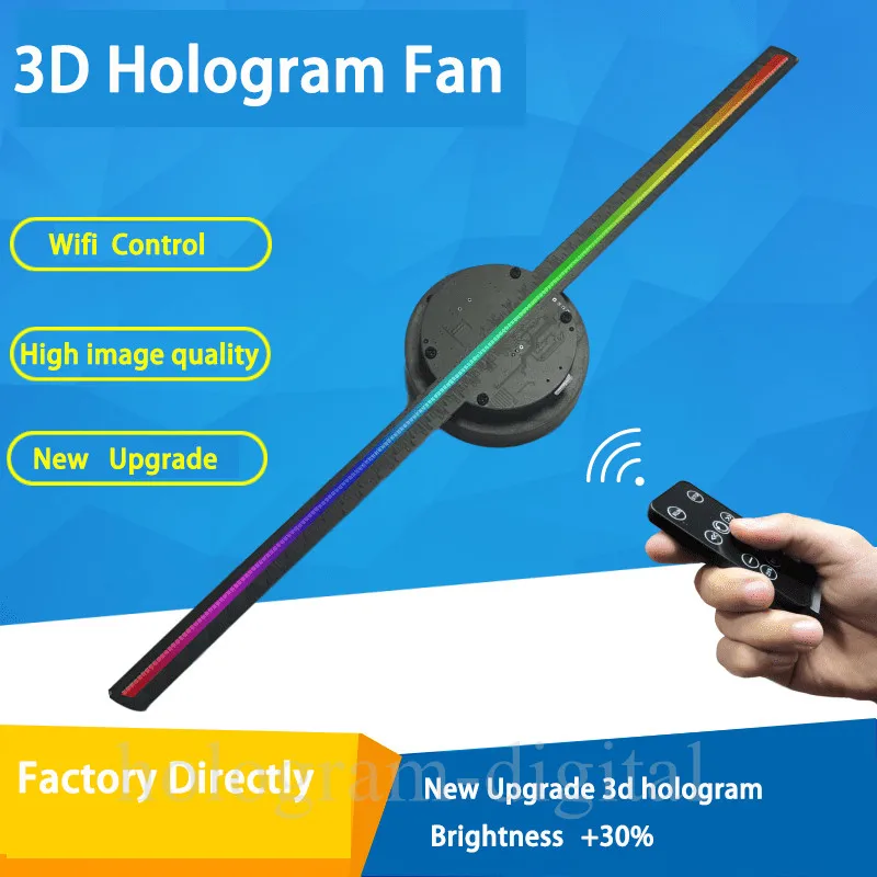 

TF card 40cm 3D Hologram projector Advertising Display LED Holographic fan Naked Eye Fan light 3d Advertising logo Light