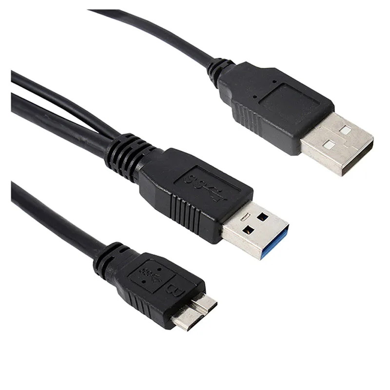 USB 3.0 Male To Type A Micro B Male Dual Power Y Splitter Cable Extension Wire For External Hard Drives