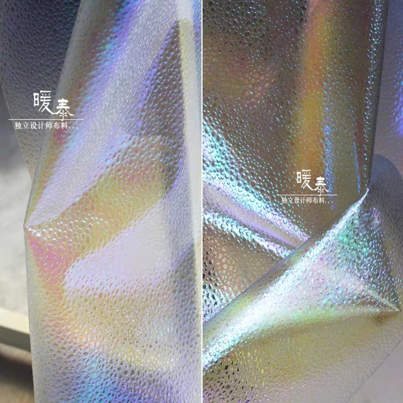 TPU Fabric Rainbow Transparent PVC Waterproof DIY Raincoat Background Art Decor Bag Plastic Clothes Designer Fabric