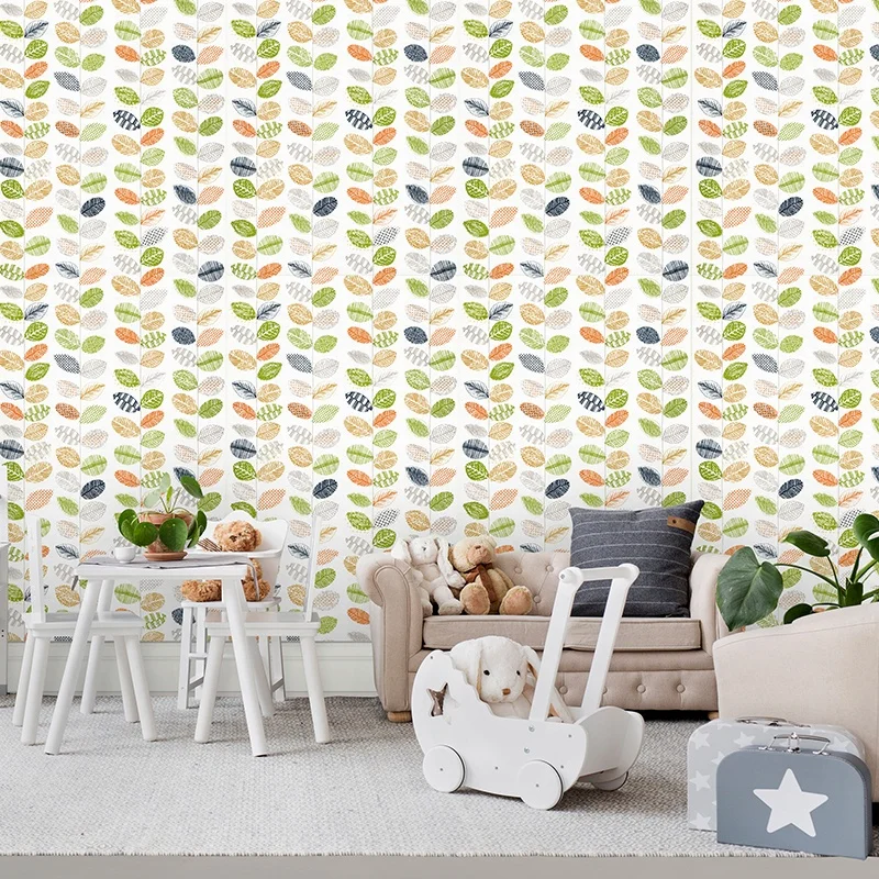 

Винтажные обои с листьями, многоцветные самоклеящиеся обои в стиле бохо, съемная контактная бумага для спальни, гостиной