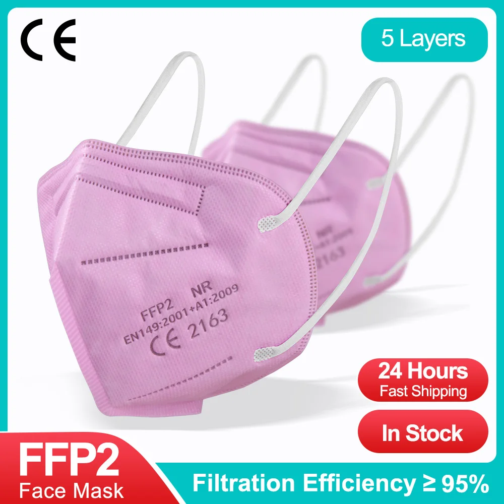 5-100PCS Pink KN95 Masks For Adult Masacarillas FPP2 Approved FFP2MASK Protective Respiratory FPP2 Mask FFP2 Face Mouth Mask