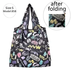 Foldable Reusable Small Storage Bags Eco Bags Tote Travel Bag Shopping Bags Sturdy Portable Cartoon Grocery Machine Washable Bag