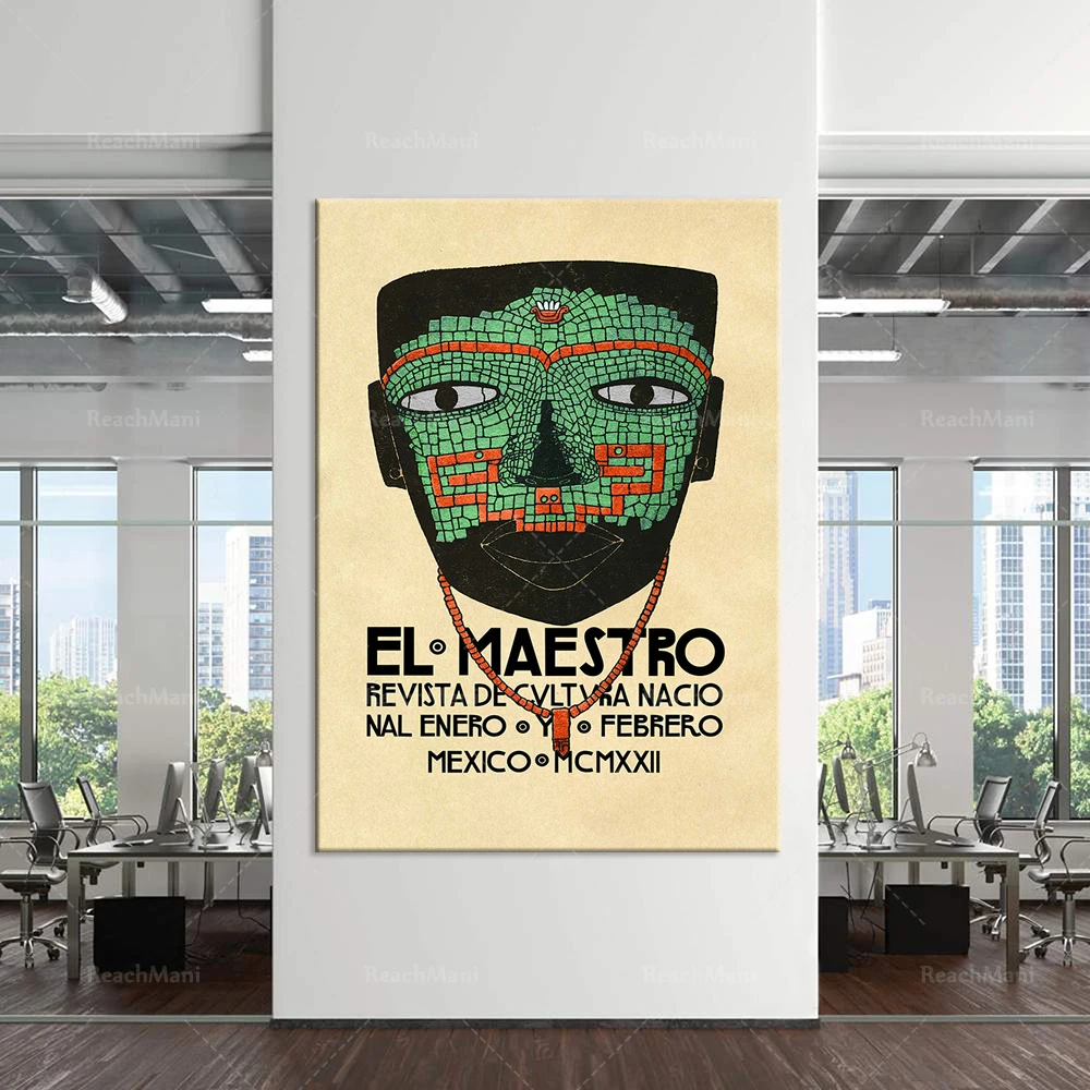 Mexican Art Exhibition Poster 1923 El Maestro Jade Mask Print