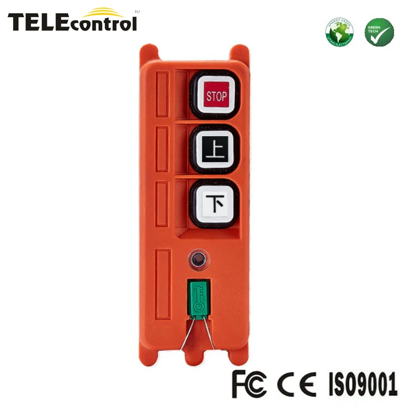 Telecontrol Telecrane compatible con 2 canales, pulsadores de velocidad única arriba y abajo, transmisores de control remoto industrial inalámbricos