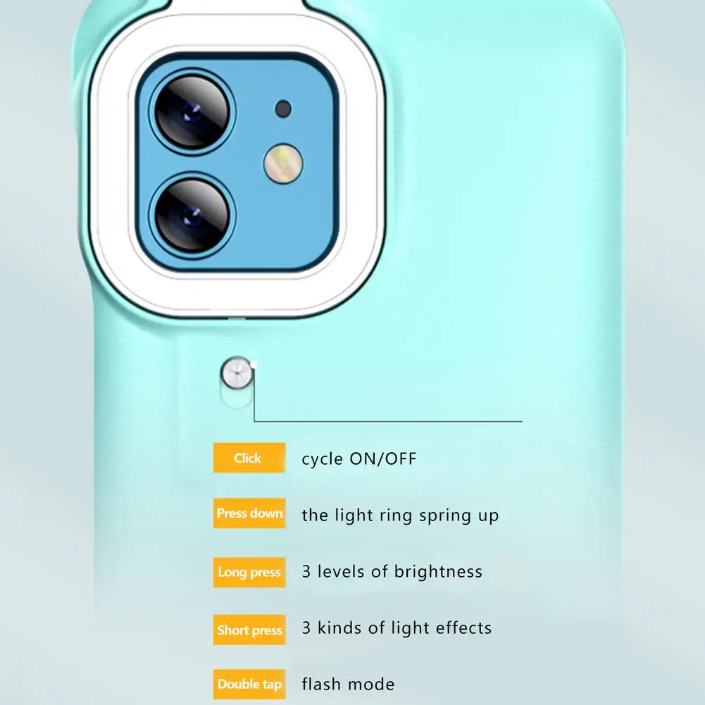 Ring Licht Fall Füllen Licht Handy Fall Füllen Licht Schönheit Ring-Telefon Fall Stabile Shell Für iPhone 12 pro Max