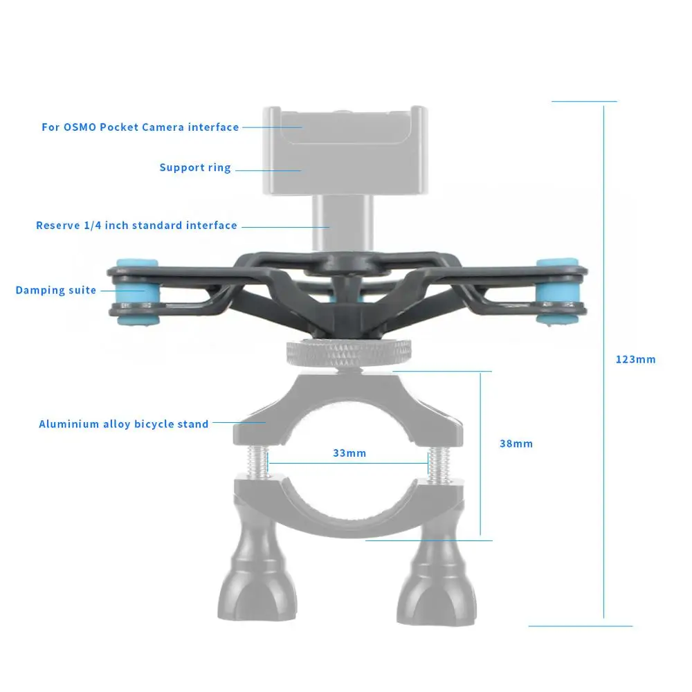 BGNing Bike Bicycle Damping Shock Absorber Mount Stand Bracket Tripod Kit 1/4