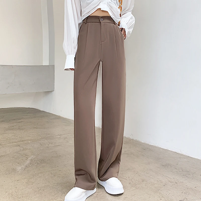 

High Waist Pants for Women Cool Boyfriend Pants Autumn New Droop Suit Casual Fashion Solid Wide Leg Pants Women Trousers 16344