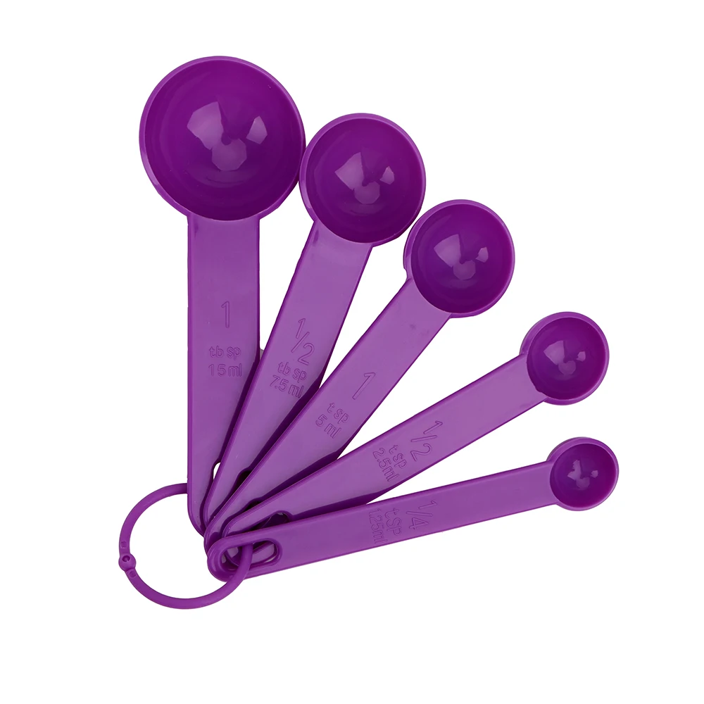 Cuchara medidora de plástico para hornear café, té, herramienta de medida, accesorios de cocina, 5 unids/set