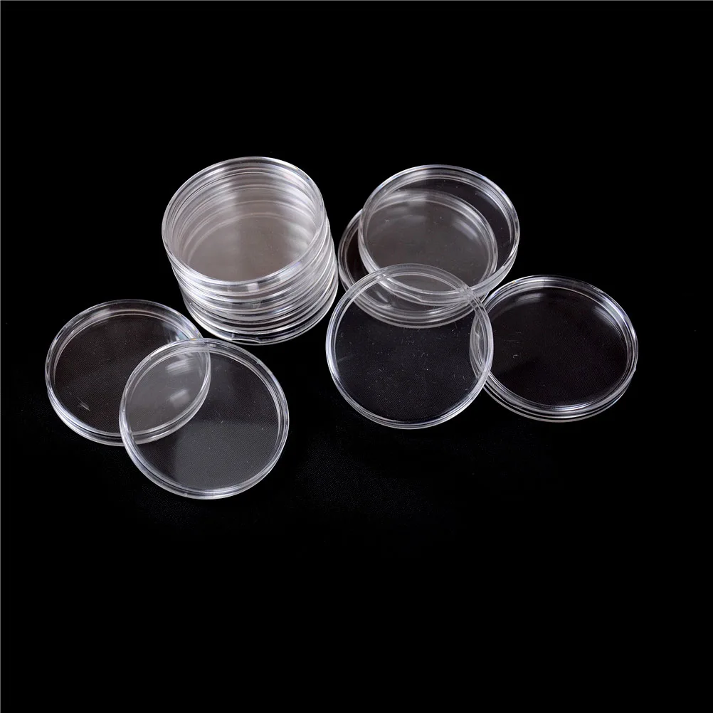10 pz/set 50mm Dia portamonete commemorativo custodie in plastica collezione regali rotondi contenitori per monete trasparenti