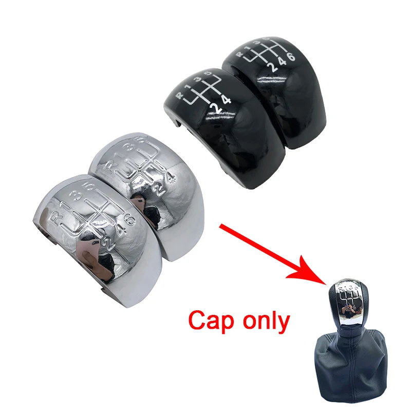 Black Chrome Car Gear Shift Knob Headball Lever Stick Pen Badge Cap Top Cover For Skoda Octavia MK2 II (04-08) II FL (08-11)