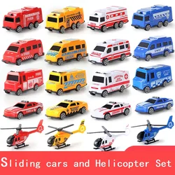 Juego de coches y helicópteros para niños, juguete de plástico, camión de bomberos, Taxi, juego de Cosplay, regalo de Navidad, 5 uds.