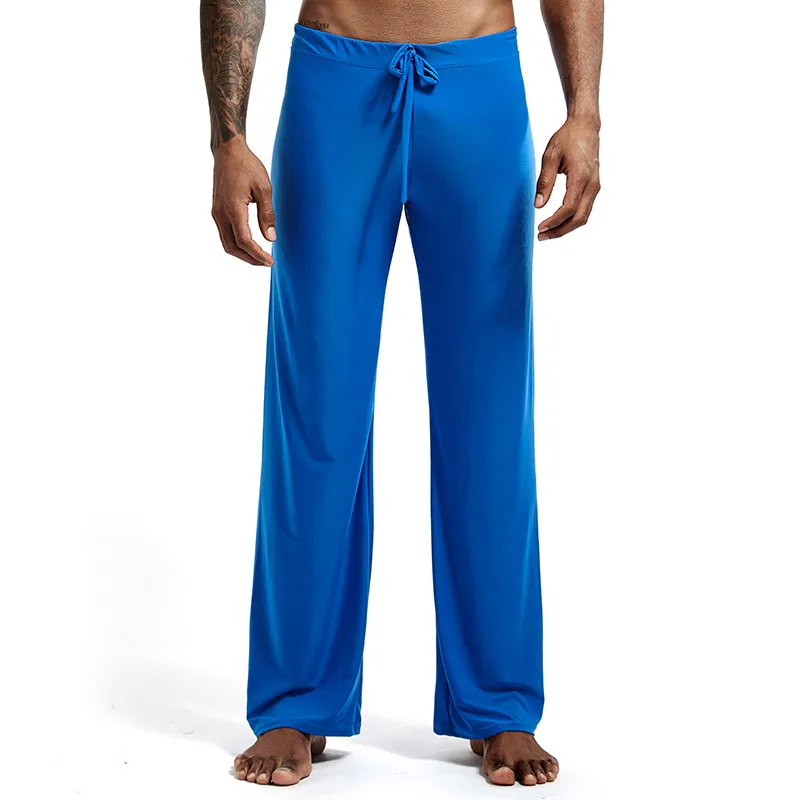 Bas de sommeil soyeux pour hommes avec string de proximité, pyjamas, pantalons de détente, vêtements de nuit confortables pour hommes, pantalons