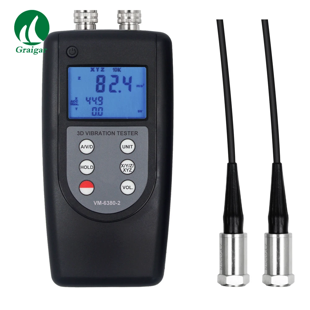 VM-6380-2 Digital Vibration Meter with 2 Piezoelectric Transducer Vibrator