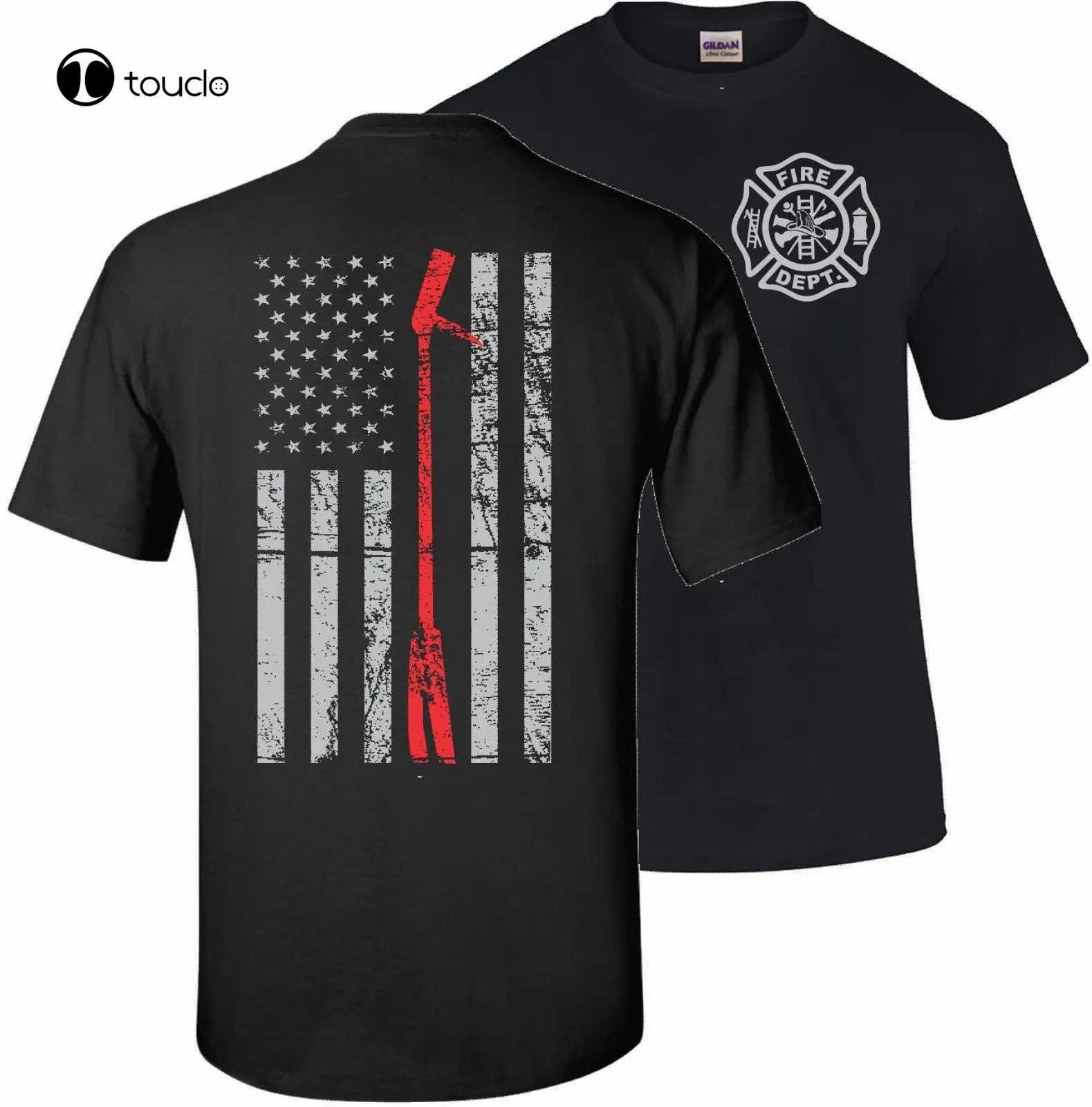 Thin Red Line Flag Halligan Firefighter Fire Department T-Shirt Tee Usa Hero