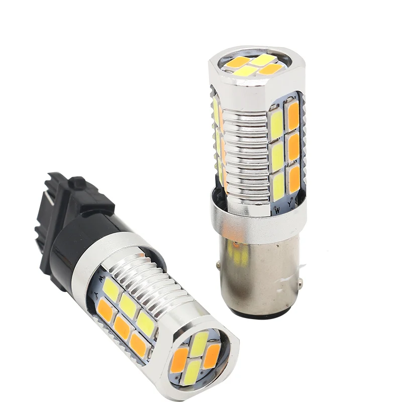 2 шт. 1157 BAY15D T25 3157 T20 7443 светодиод 5630 SMD Автомобильные лампы указатели поворота стоп-сигналы 12 В двухцветный белый Янтарный