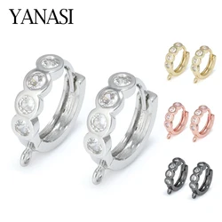 Round Circle 14mm Zircon Earring Hooks Accessories for DIY Woman Tassle Wedding Earring Making Hoop Earring
