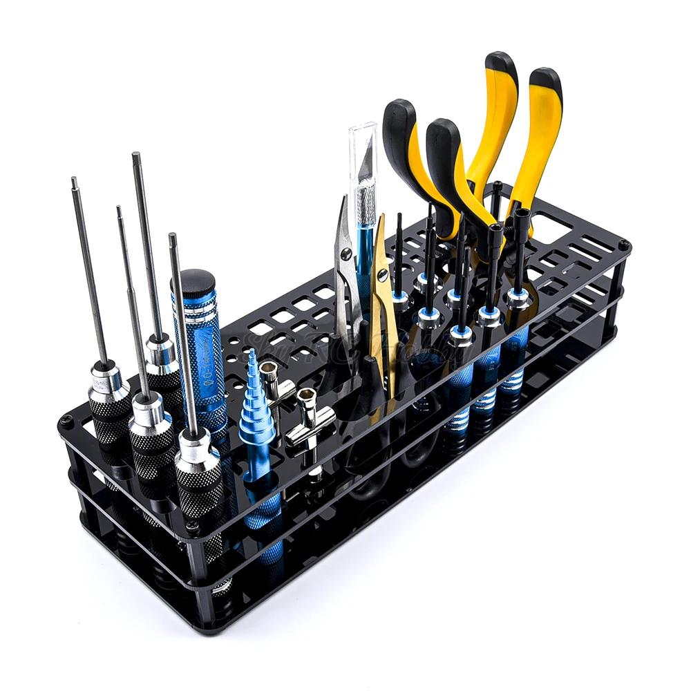 Black Screwdriver Holder Storage Tray Tools Organizers for Hex Cross Screw Driver RC Tools Kit 63 Hole Without Tools