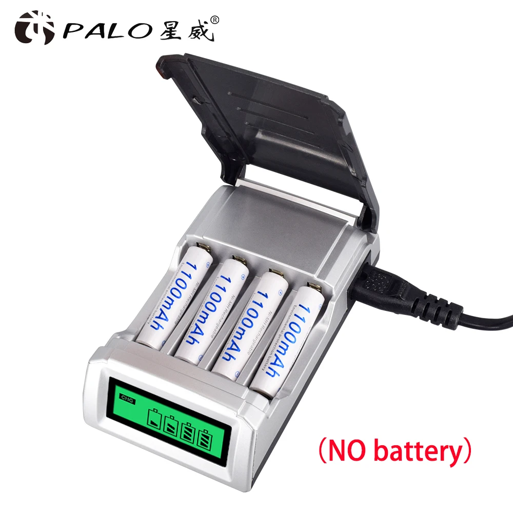 

PALO AA / AAA 4 slots fast smart battery charger LCD display screen for rechargeable AA 2A / AAA 3A NiCd NiMh batteries