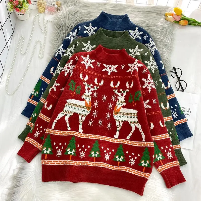 Woman Sweaters Autumn Winter  Christmas Knitted Sweater Women 2024 Loose Top Femme Chandails Pull Hiver