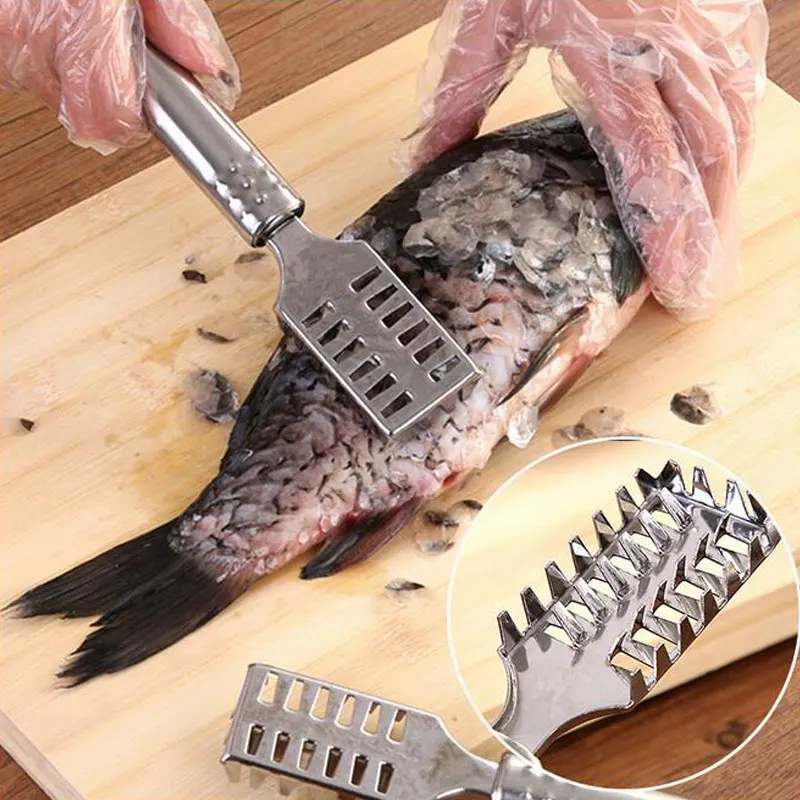 Stainless Steel Fish Skin Brush Fast Remove Fish Scale Scraper Planer Tool Fishing Knife Cleaning Tools Kitchen Accessorie