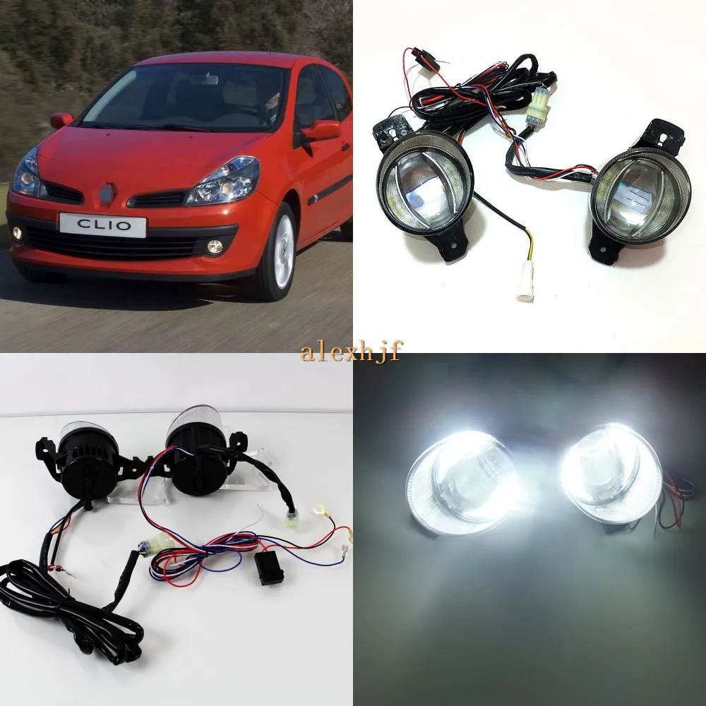 

July King 1600LM 24W 6000K Car LED Q5 Lens Fog Lamp +1000LM 14W Day Running Lights DRL Case for Renault Clio II III 01-09