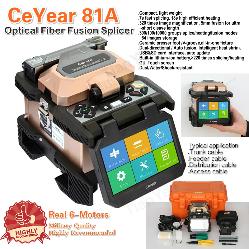 High Cost-effective CeYear 81A Real 6-Motor Military Level best quality Optical Fiber Fusion Splicer multi options