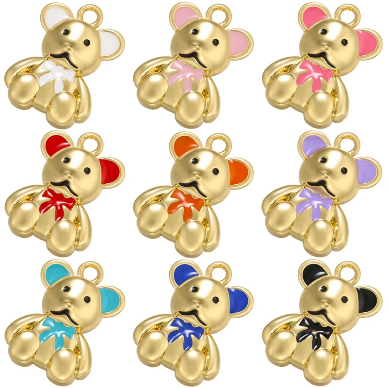 ZHUKOU mini Mouse charms Enamel Pendant for DIY Handmade Earrings Necklace Pendant Supplies Accessories Wholesale VD1061
