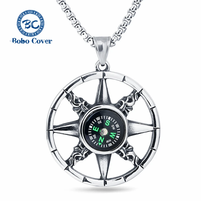 New Trendy Navy Compass Pendant Necklace Men High Quality 60cm Long Chain Women Jewelry Wholesale Friendship Gifts Dropshipping
