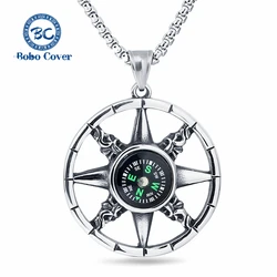 New Trendy Navy Compass Pendant Necklace Men High Quality 60cm Long Chain Women Jewelry Wholesale Friendship Gifts Dropshipping