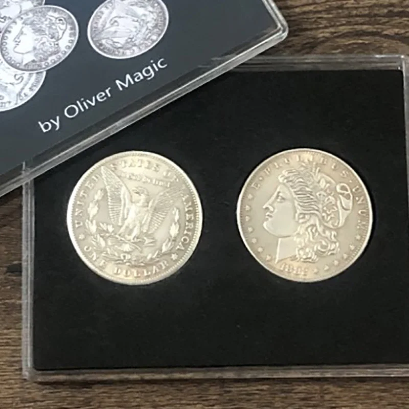 Morgan Dollar-Ensemble de coques et pièces de monnaie pour tours de magie, gros plan, trucs et astuces, mentalisme amusant, 4 pièces