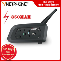 Vnetphone V6 Motorcycle Bluetooth 1200M Helmet Intercom Full Duplex for 6 Riders BT Wireless Motocicleta Interphone Headsets