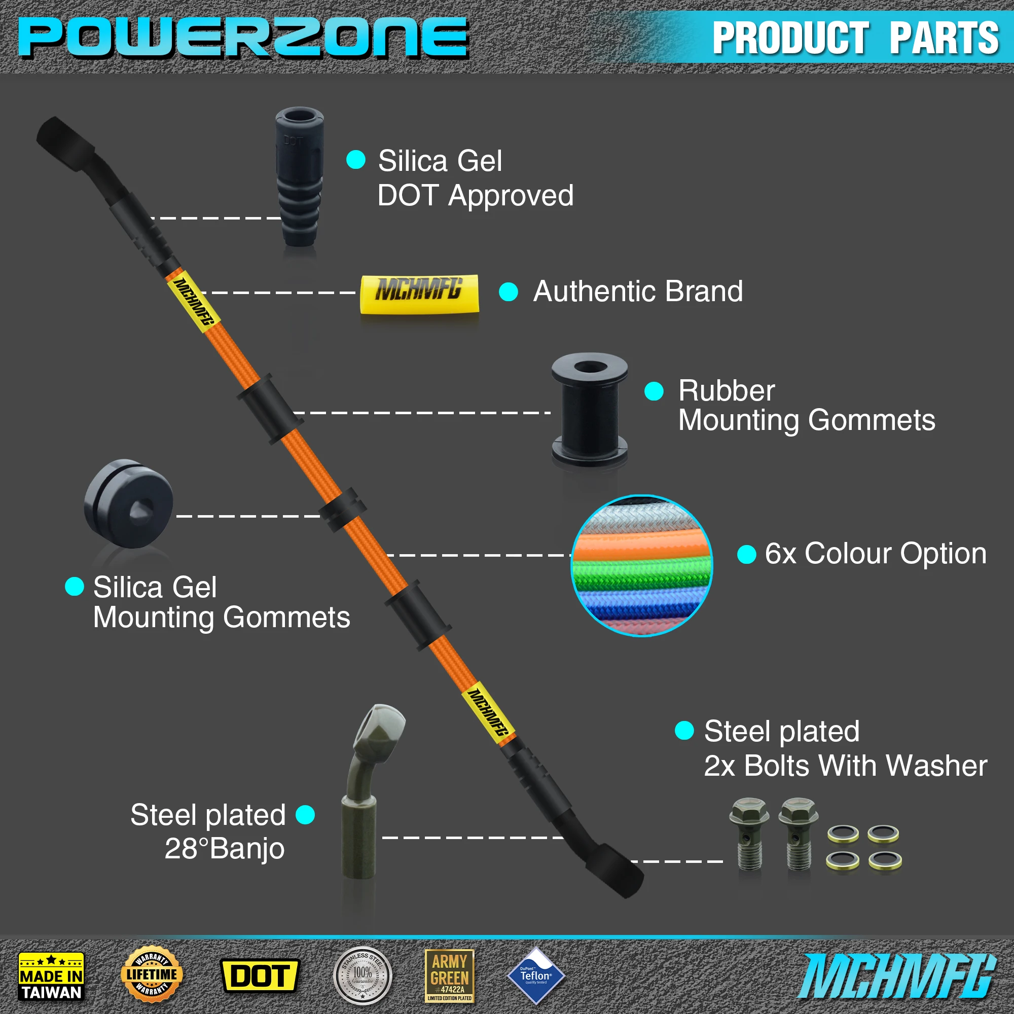 Motocicleta Trançado Aço Hidráulico Reforçar Linha De Freio Embreagem, Tubo De Mangueira De Óleo, Dirt Bike, Universal Fit, Racing MX, 500 a 2400mm