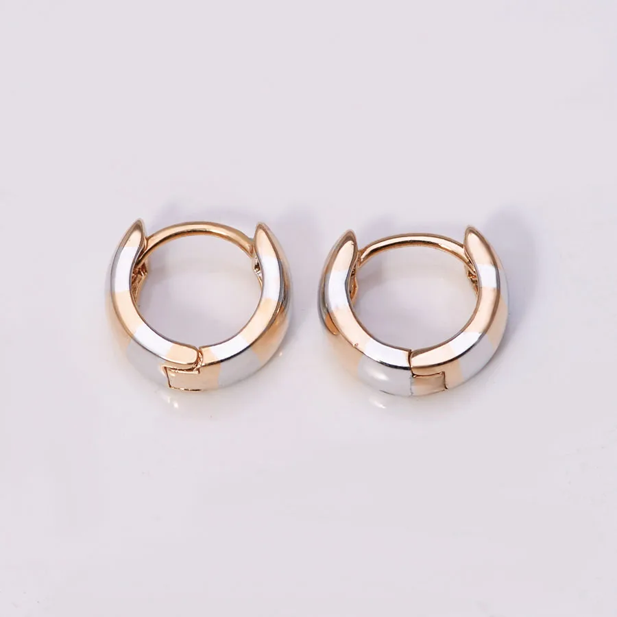 MxGxFam Smooth Hoop Earings For Women No Stone Classic Style Mix 18 k White Gold Color